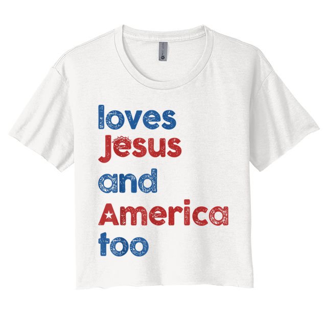 Retro Loves Jesus And America Too Crop Top