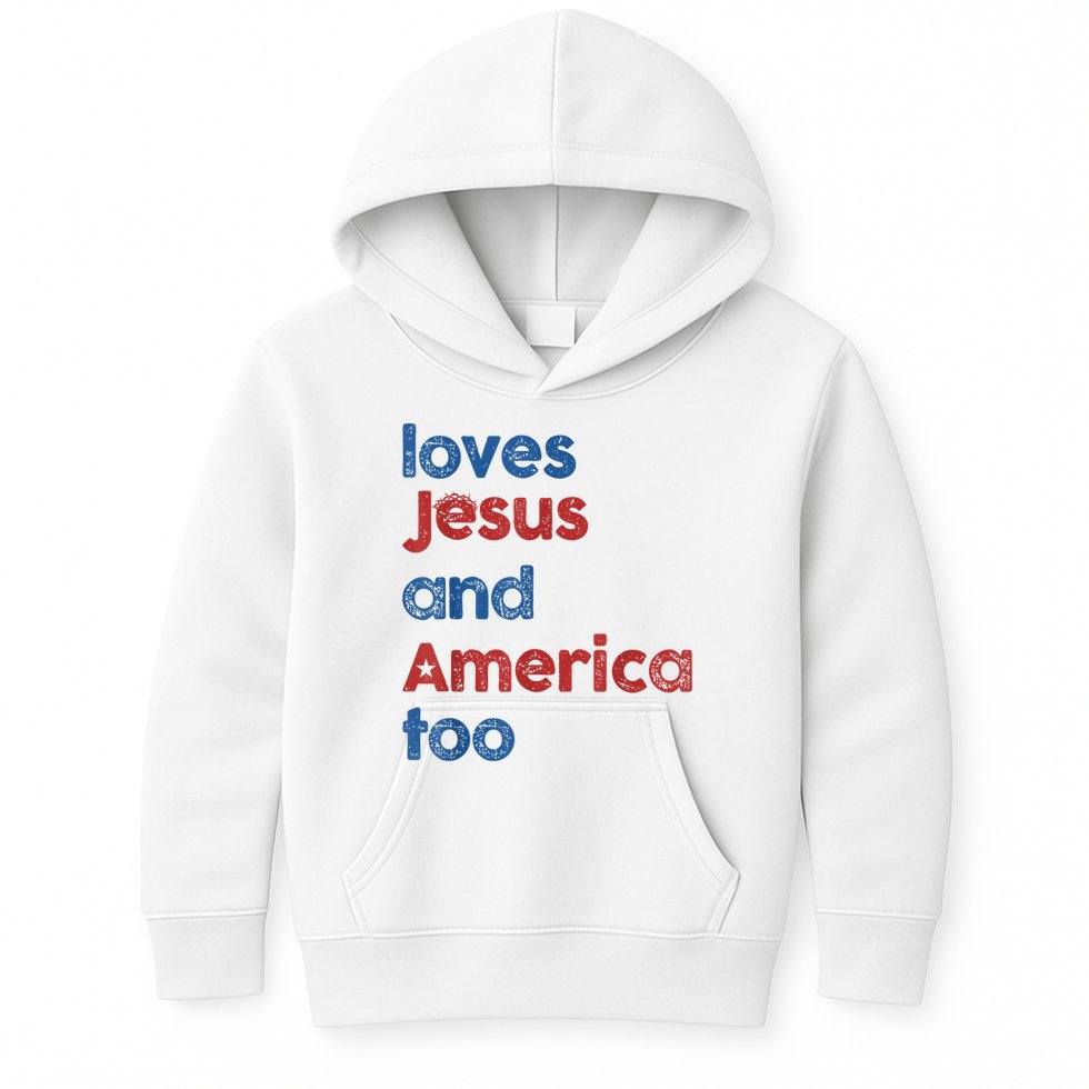 Retro Loves Jesus And America Too Kids Hoodie