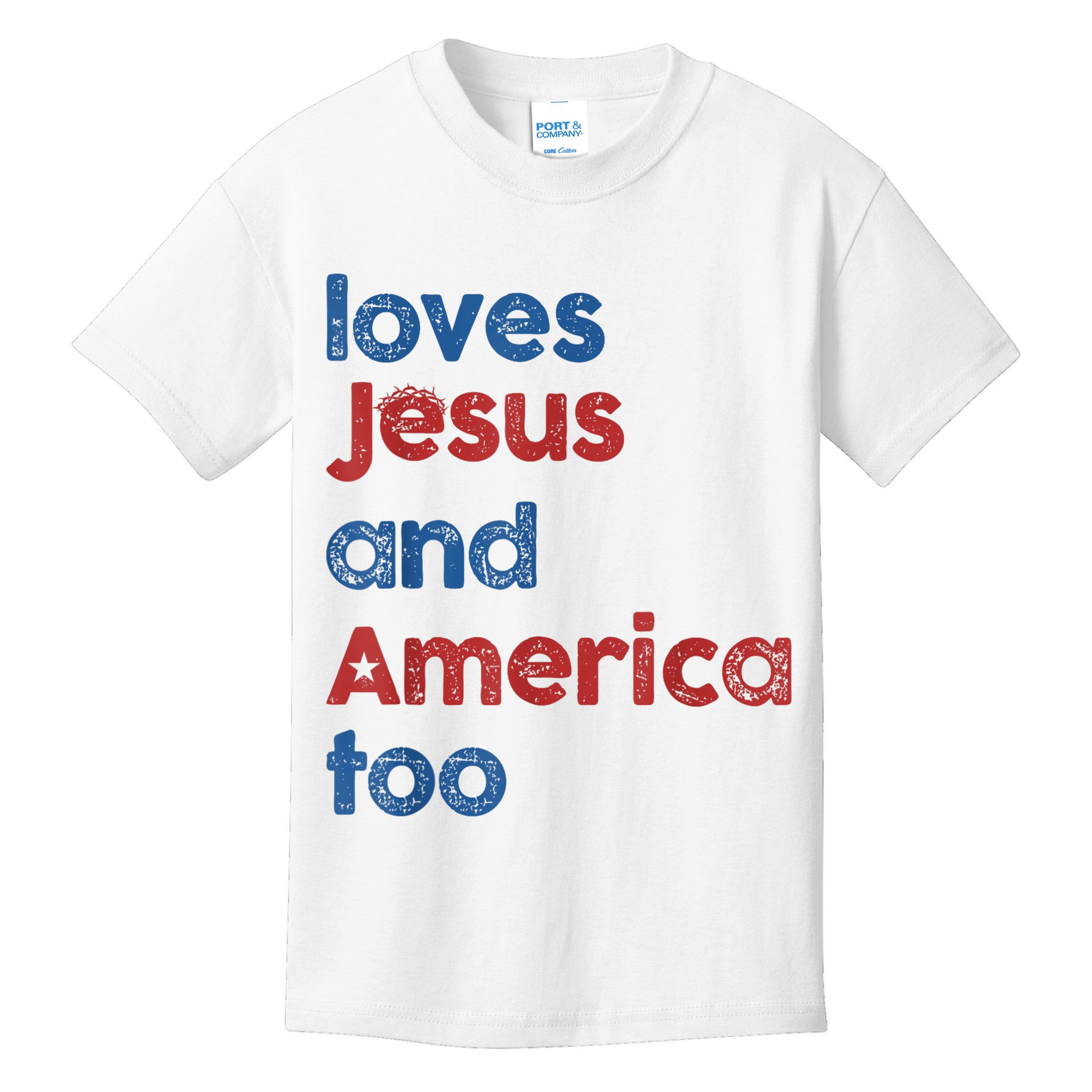 Retro Loves Jesus And America Too Kids T-Shirt