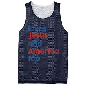 Retro Loves Jesus and America Too 4th Of July Gifts  Mesh Reversible Basketball Jersey Tank