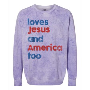 Retro Loves Jesus And America Too Colorblast Crewneck Sweatshirt