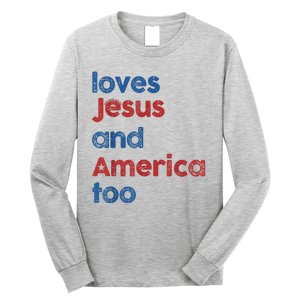 Retro Loves Jesus And America Too Long Sleeve Shirt