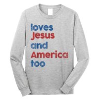 Retro Loves Jesus And America Too Long Sleeve Shirt