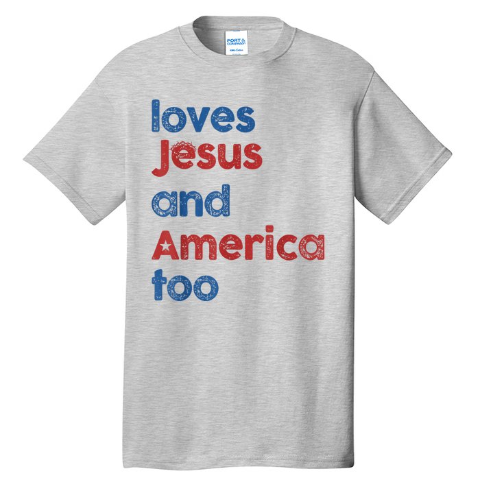 Retro Loves Jesus And America Too Tall T-Shirt