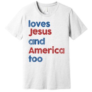 Retro Loves Jesus And America Too Premium T-Shirt