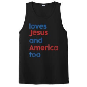 Retro Loves Jesus And America Too PosiCharge Competitor Tank