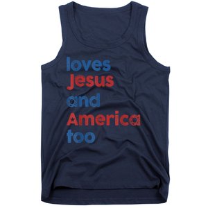 Retro Loves Jesus And America Too Tank Top