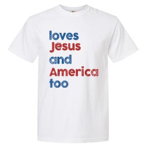 Retro Loves Jesus And America Too Garment-Dyed Heavyweight T-Shirt