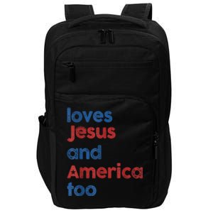 Retro Loves Jesus And America Too Impact Tech Backpack