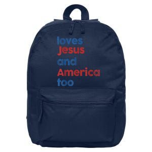 Retro Loves Jesus And America Too 16 in Basic Backpack