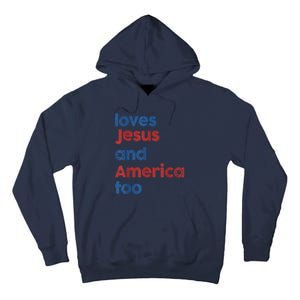 Retro Loves Jesus And America Too Tall Hoodie