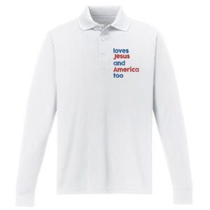 Retro Loves Jesus And America Too Performance Long Sleeve Polo