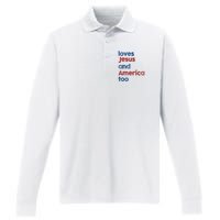 Retro Loves Jesus And America Too Performance Long Sleeve Polo