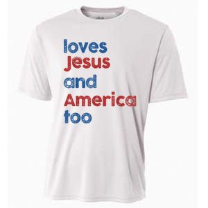 Retro Loves Jesus And America Too Cooling Performance Crew T-Shirt