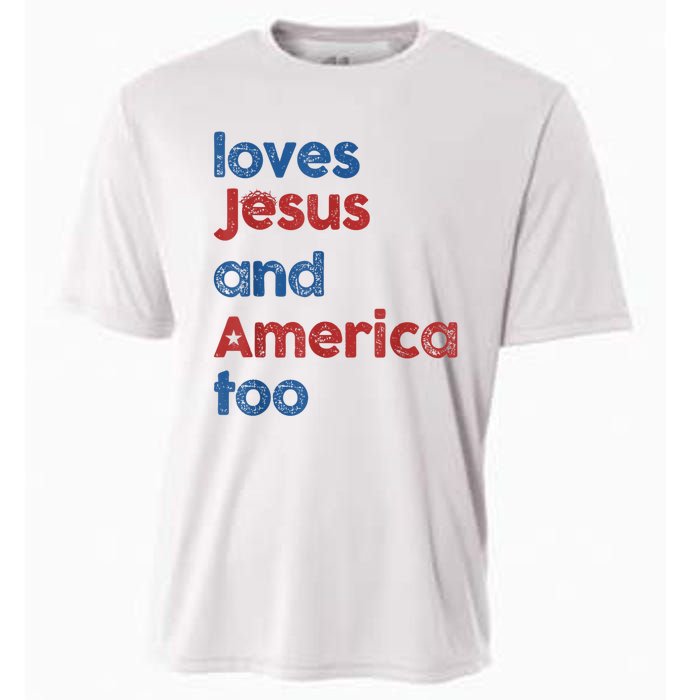 Retro Loves Jesus And America Too Cooling Performance Crew T-Shirt