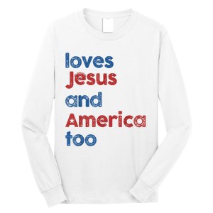 Retro Loves Jesus And America Too Long Sleeve Shirt