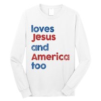 Retro Loves Jesus And America Too Long Sleeve Shirt