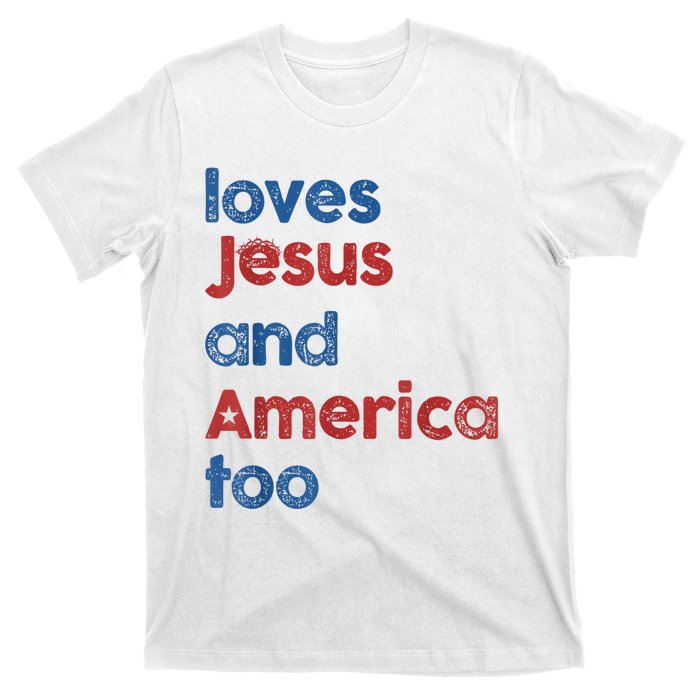 Retro Loves Jesus And America Too T-Shirt