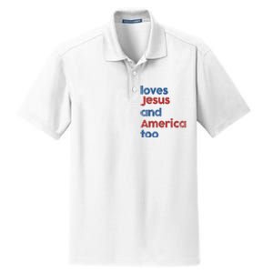 Retro Loves Jesus And America Too Dry Zone Grid Polo