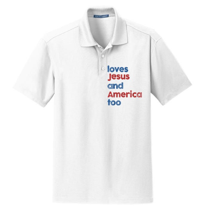 Retro Loves Jesus And America Too Dry Zone Grid Polo