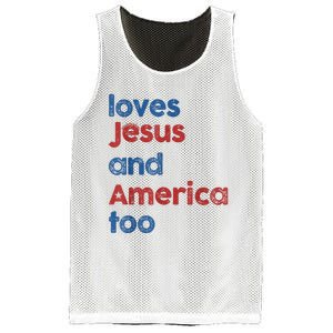 Retro Loves Jesus And America Too Mesh Reversible Basketball Jersey Tank