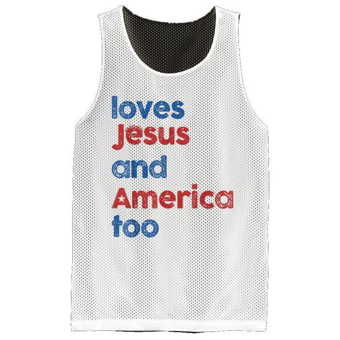 Retro Loves Jesus And America Too Mesh Reversible Basketball Jersey Tank