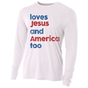 Retro Loves Jesus And America Too Cooling Performance Long Sleeve Crew