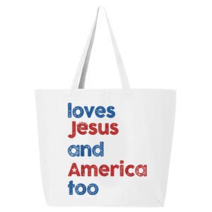 Retro Loves Jesus And America Too 25L Jumbo Tote