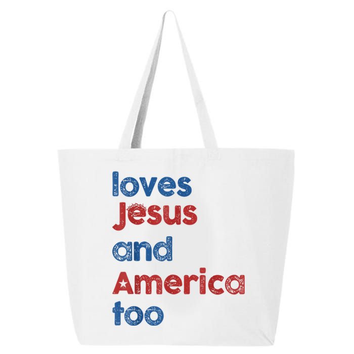 Retro Loves Jesus And America Too 25L Jumbo Tote