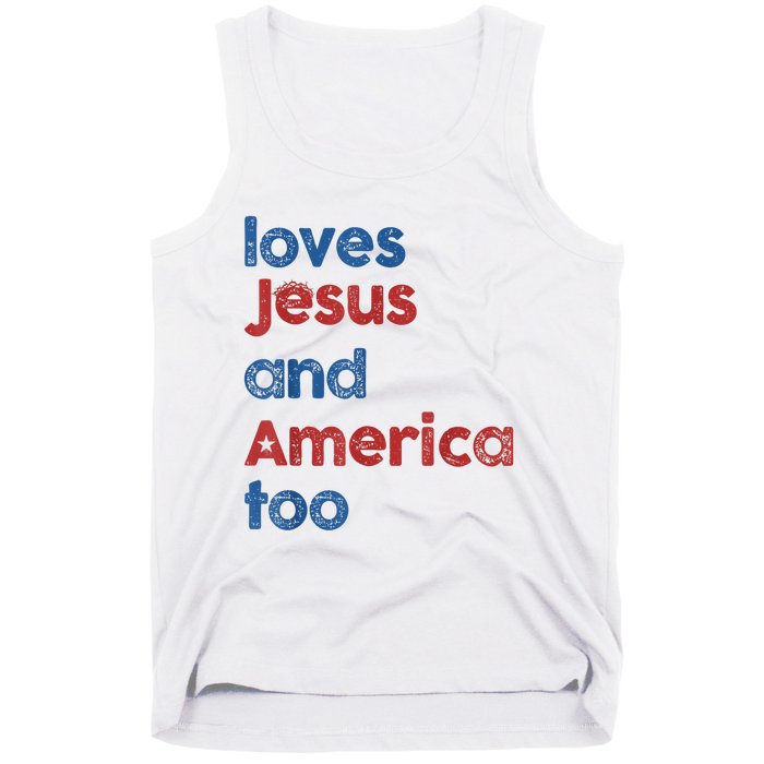 Retro Loves Jesus And America Too Tank Top