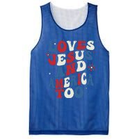 Retro Loves Jesus And America Too God Christian 4th Of July Mesh Reversible Basketball Jersey Tank