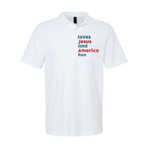 Retro Loves Jesus And America Too God Christian 4th Of July Softstyle Adult Sport Polo