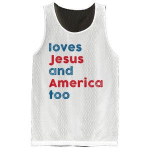 Retro Loves Jesus And America Too God Christian 4th Of July Mesh Reversible Basketball Jersey Tank