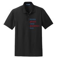 Retro Loves Jesus and America Too God Christian 4th of July Dry Zone Grid Polo