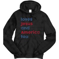 Retro Loves Jesus and America Too God Christian 4th of July Tie Dye Hoodie