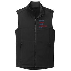 Retro Loves Jesus and America Too God Christian 4th of July Collective Smooth Fleece Vest