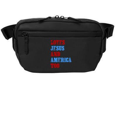 Retro Loves Jesus And America Too God Christian 4th Of July Crossbody Pack