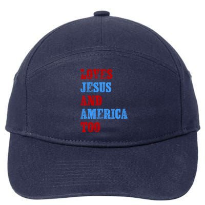 Retro Loves Jesus And America Too God Christian 4th Of July 7-Panel Snapback Hat