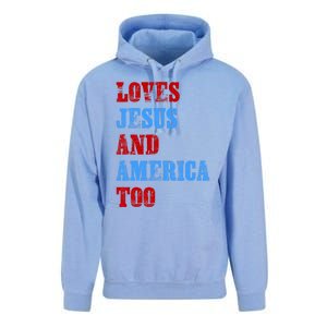 Retro Loves Jesus And America Too God Christian 4th Of July Unisex Surf Hoodie