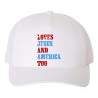 Retro Loves Jesus And America Too God Christian 4th Of July Yupoong Adult 5-Panel Trucker Hat