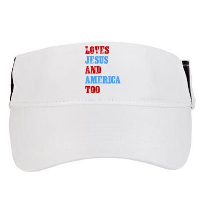 Retro Loves Jesus And America Too God Christian 4th Of July Adult Drive Performance Visor