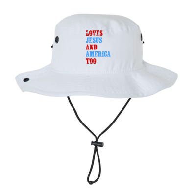 Retro Loves Jesus And America Too God Christian 4th Of July Legacy Cool Fit Booney Bucket Hat