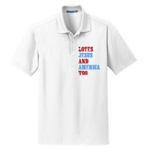 Retro Loves Jesus And America Too God Christian 4th Of July Dry Zone Grid Polo