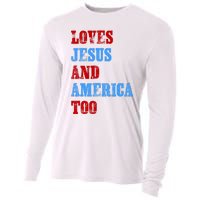 Retro Loves Jesus And America Too God Christian 4th Of July Cooling Performance Long Sleeve Crew