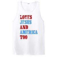 Retro Loves Jesus And America Too God Christian 4th Of July PosiCharge Competitor Tank