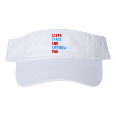 Retro Loves Jesus And America Too God Christian 4th Of July Valucap Bio-Washed Visor