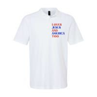 Retro Loves Jesus And America Too God Christian 4th Of July Softstyle Adult Sport Polo