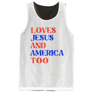 Retro Loves Jesus And America Too God Christian 4th Of July Mesh Reversible Basketball Jersey Tank