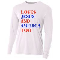 Retro Loves Jesus And America Too God Christian 4th Of July Cooling Performance Long Sleeve Crew