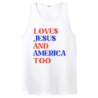 Retro Loves Jesus And America Too God Christian 4th Of July PosiCharge Competitor Tank